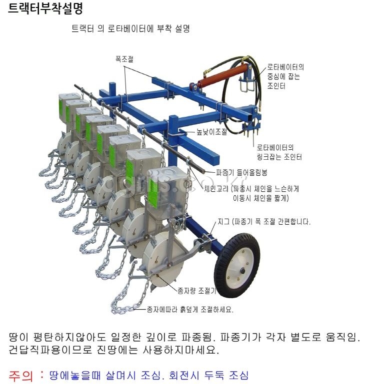 아신산업 다용도파종기 ASR-7RT(<b>7조</b>식:알루미늄 프레임) 사진2