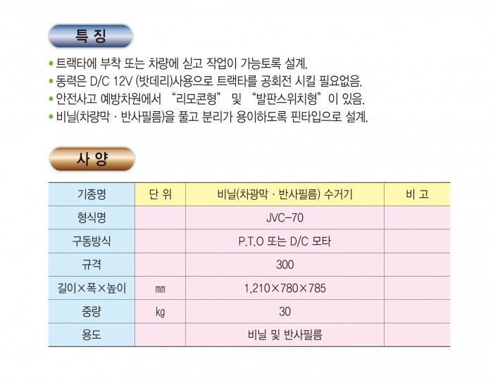중앙 <b>비닐</b>수거기 JVC-70 사진2