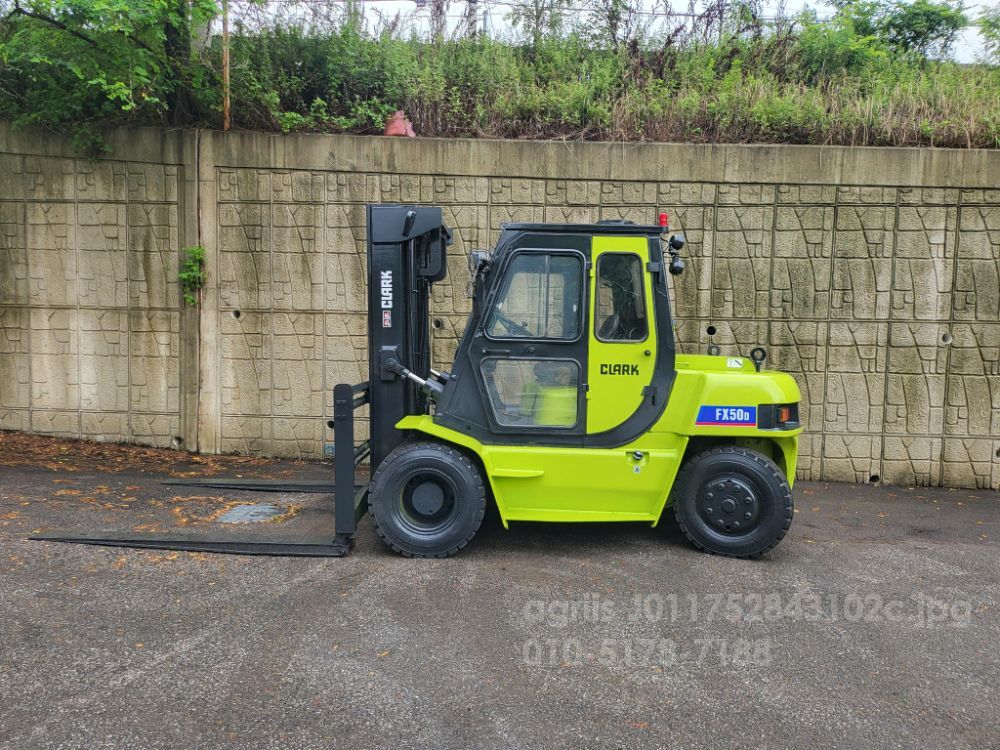 클라크 지게차 중고 FX50D 디젤 5톤 (캐빈, 에어컨, 편개식자동발, 덧발)