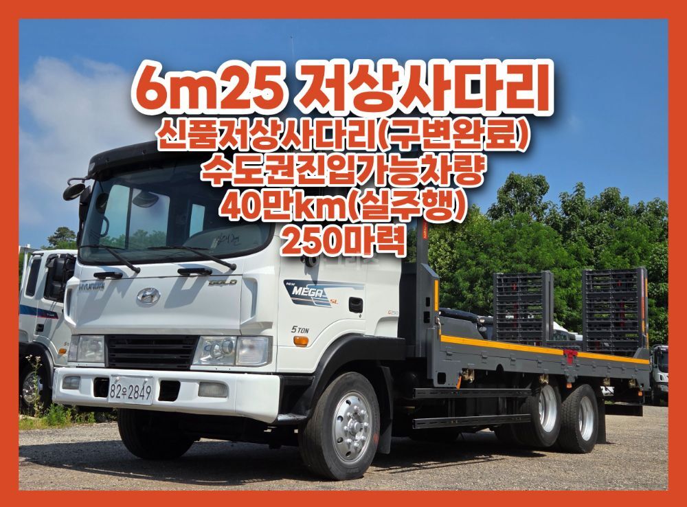현대 메가트럭5톤 6m25초장축 저상사다리